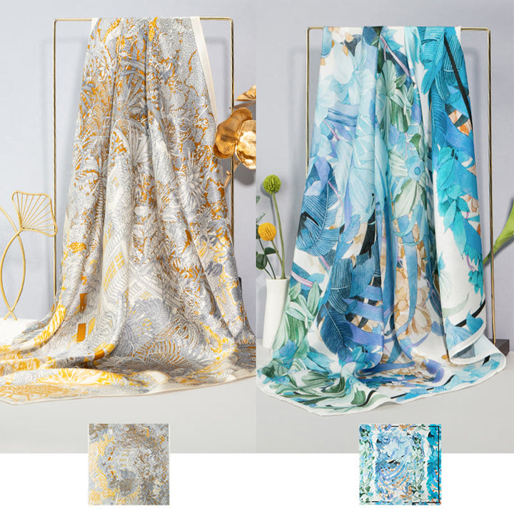 Buddha Stones, Dschungel-Ölgemälde, verheißungsvolle Wolken, Schal aus 100 % Maulbeerseide, doppelseitiger Seidenhalsschal der Premiumklasse 6A - image 29