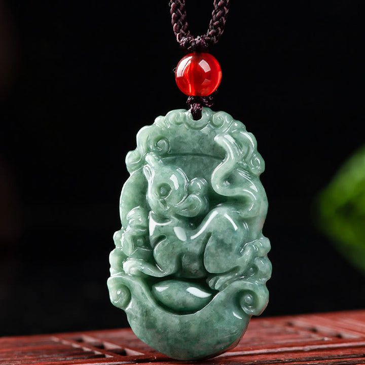 Buddha Stones, natürliche Jade, 12 chinesische Sternzeichen, Wohlstands-Halsketten-Anhänger