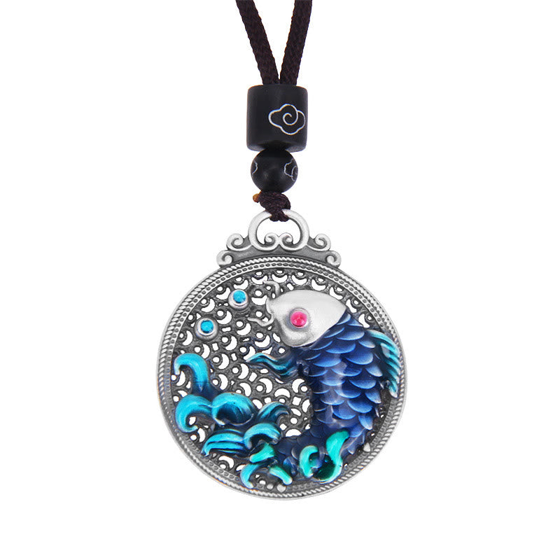 Buddha Stones 999 Sterling Silber Glück Koi Fisch Erfolg Wohlstand Halskette Anhänger - image 6