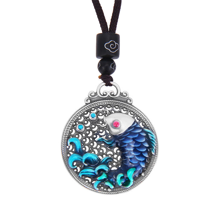 Buddha Stones 999 Sterling Silber Glück Koi Fisch Erfolg Wohlstand Halskette Anhänger - image 6