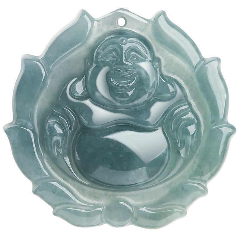Buddha Stones, natürliche Jade, lachender Buddha, Lotus-Muster, Glücks-Halsketten-Anhänger - image 9