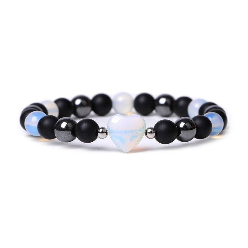 Buddha Stones Schwarzer Onyx Tigerauge Stein Kristall Liebe Herz Schutz Armband