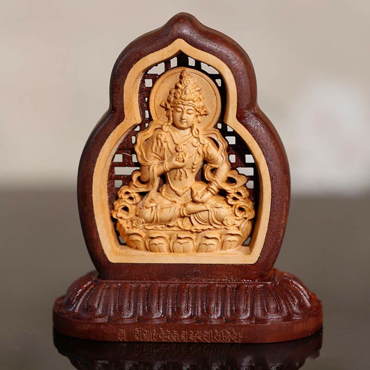 Vajrasattva Buddha Holz graviert Mitgefühl Statue Figur Dekoration - 7 x 7,5 cm - image 0