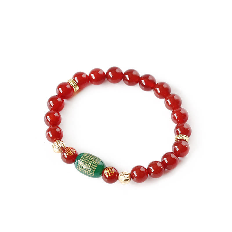 Buddha-Steine, natürlicher roter Achat, grüner Achat, buddhistische Sutras, ruhiges Armband