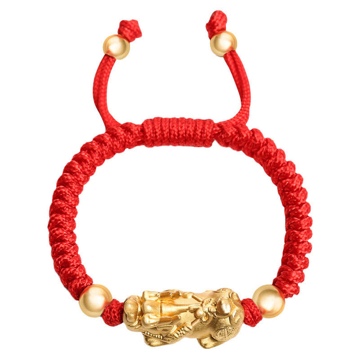 Buddha Stones 999 Sterling Silber PiXiu Wealth King Kong Knotenschnur geflochtenes Kinder-Kind-Armband - image 9