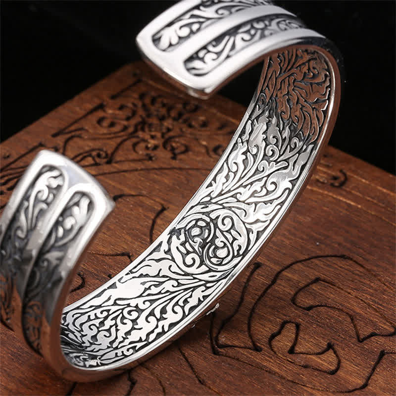 925 Sterling Silber Vajra Dorje gravierter spiritueller Kraftarmband-Armreif - image 4