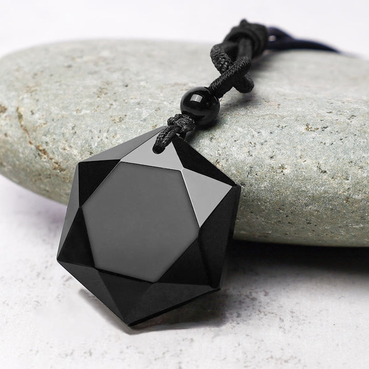 Schwarze Obsidian Talisman Purify Anhänger Halskette