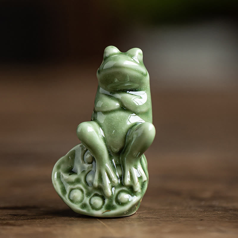 Buddha Stones, Mini, klein, Meditation, Lotus, ruhender Frosch, Keramik, Reichtum, Glück, Zuhause, Tee, Haustier, Figur, Dekoration - Lotus-Kleinfrosch 4 x 3,5 x 5,9 cm - image 9