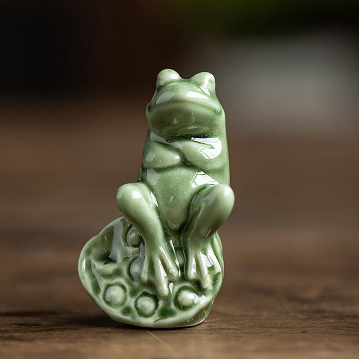 Buddha Stones, Mini, klein, Meditation, Lotus, ruhender Frosch, Keramik, Reichtum, Glück, Zuhause, Tee, Haustier, Figur, Dekoration - Lotus-Kleinfrosch 4 x 3,5 x 5,9 cm - image 9