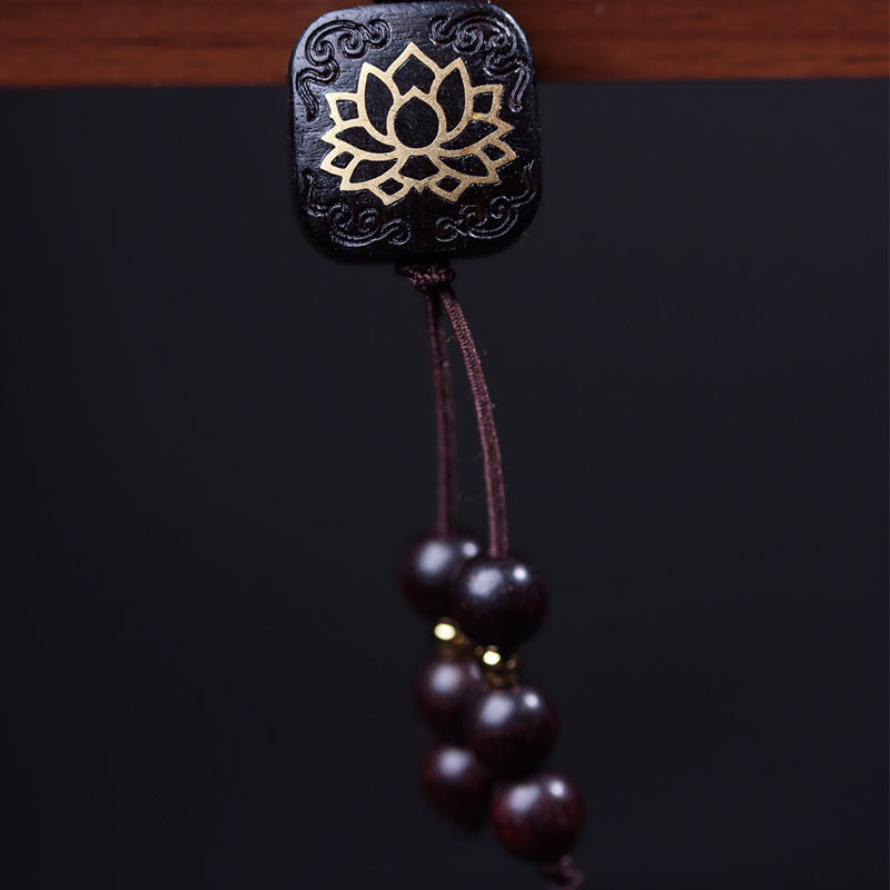 Buddha Stones 108 Mala-Perlen, tibetisches kleines Blatt, rotes Sandelholz, Lotus-Balance-Armband