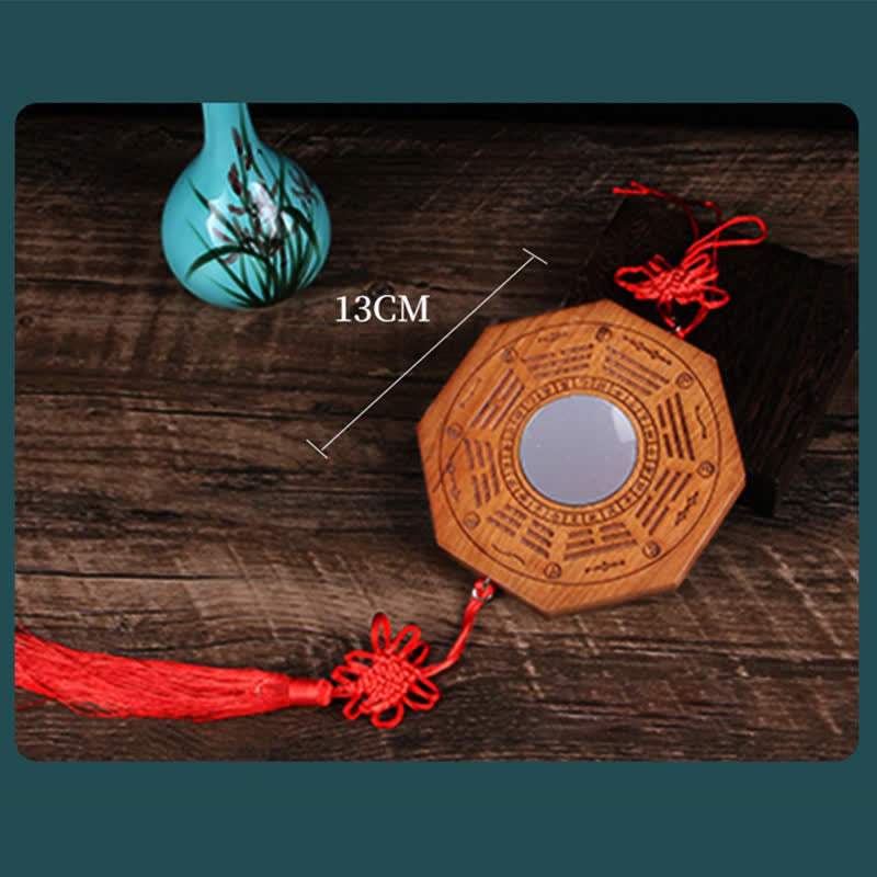 Feng Shui Bagua-Karte, Pfirsichholz, fünf Kaisermünzen, chinesischer Knoten, Gleichgewicht, Energiekarte, Spiegel - image 11