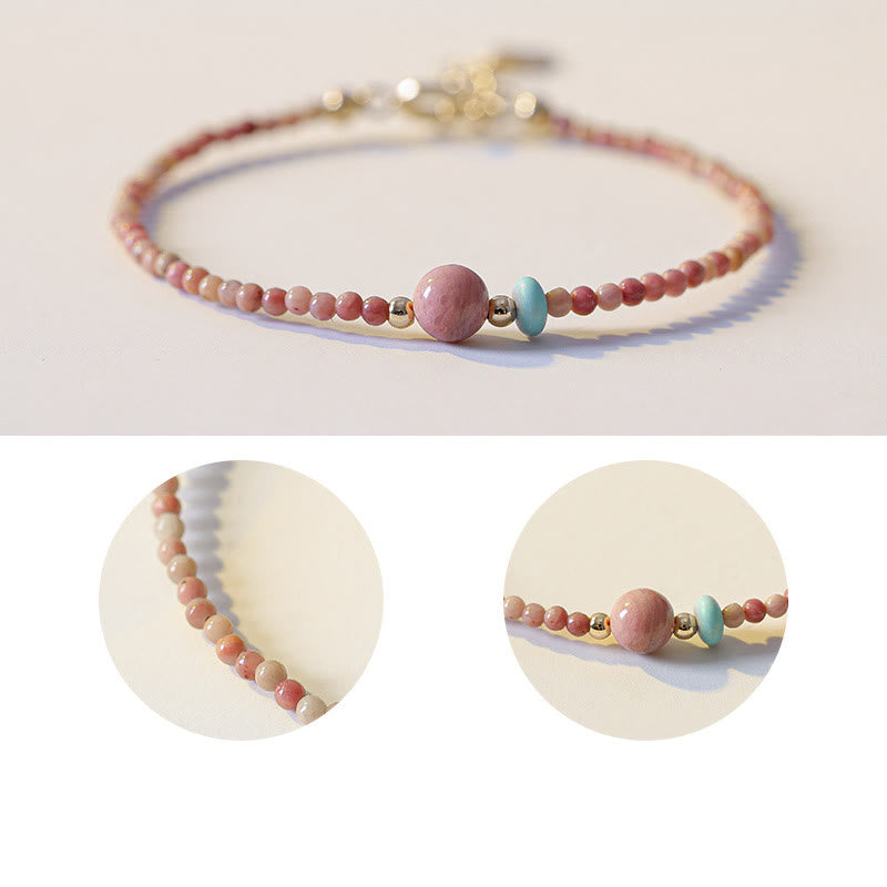 Buddha Stones Armband aus 14-karätig vergoldetem, natürlichem Rhodonit mit Liebesenergie - image 6