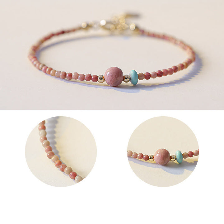 Buddha Stones Armband aus 14-karätig vergoldetem, natürlichem Rhodonit mit Liebesenergie - image 6