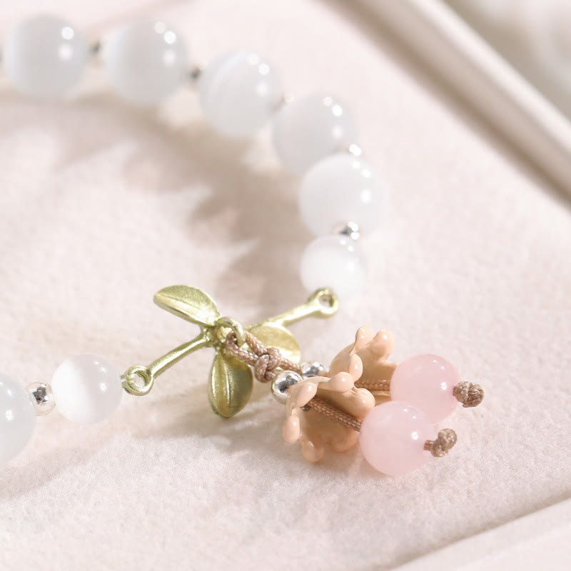 Charm-Armband mit Buddha Stonesn, Katzenauge, grüner Aventurin, blauer Chalcedon, rosa Kristall, Friedensorchidee - image 4