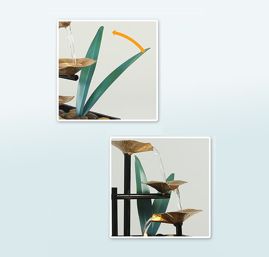 Dreischichtige Wasserfall-Brunnen-Tisch-Lotus-Ornamente mit Flussfelsen-Desktop-Dekoration - image 10