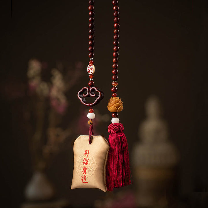Buddha Stones, tibetisches kleines Blatt, rotes Sandelholz, Lotus, Zinnober, Beutel, Schutzquaste, Auto-Hängedekoration