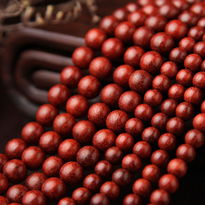 Buddha Stones Tibetisches kleines Blatt rotes Sandelholz 108 Perlen Mala Meditationsarmband