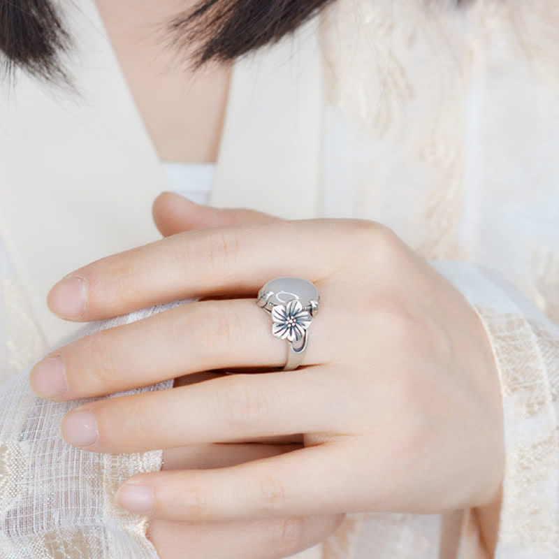 Ring für positive Harmonie aus 990er-Sterlingsilber mit natürlichem Chalcedon und Pflaume - image 2