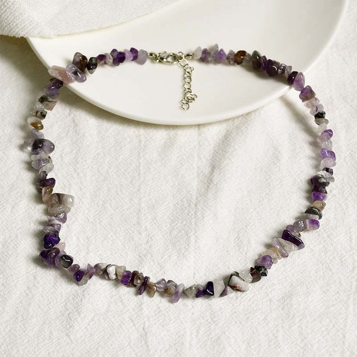 Halskette mit Buddha Stonesn, natürlichem Kristallstein, Glücksbringer - Amethyst - image 10