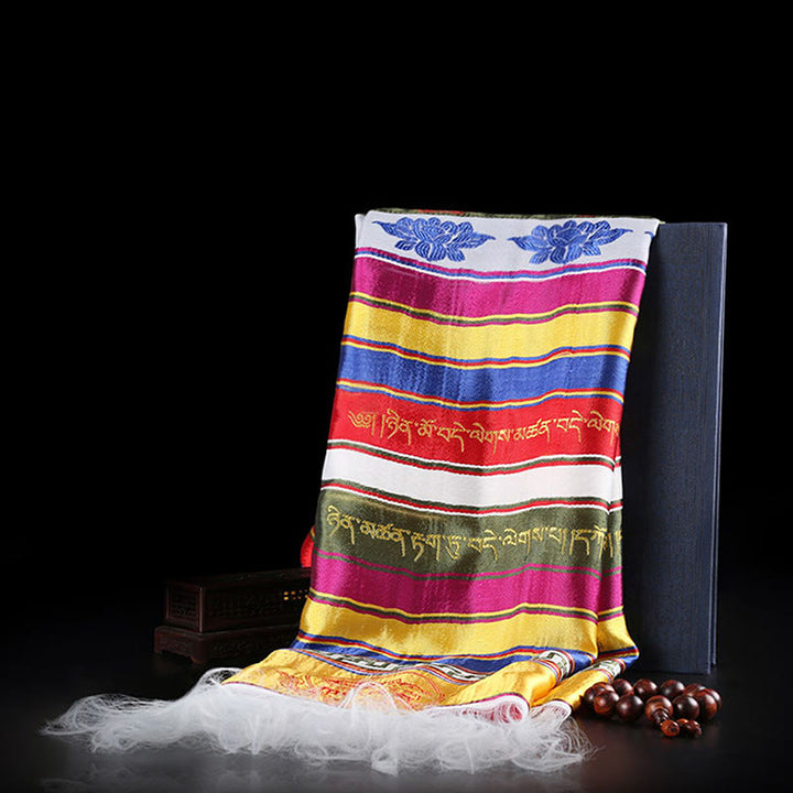 Tibetischer Glückssegen, mehrfarbige Lotus-Mantra-Jacquard-Khata-Dekoration - image 13