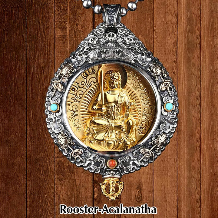 Buddha Stones, chinesisches Sternzeichen, Natal-Buddha, Thangka, neun Paläste, acht Diagramme, Reichtum, drehbarer Halsketten-Anhänger - Rooster-Acalanatha - image 9