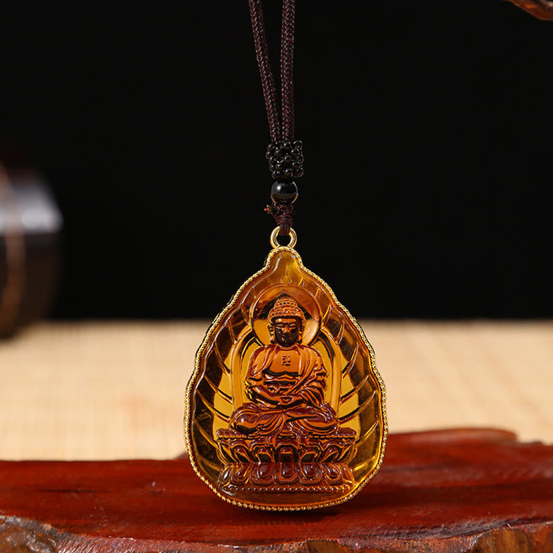 Tibetischer Buddha-Liuli-Kristall-Halskettenanhänger - Brauner Buddha - image 5