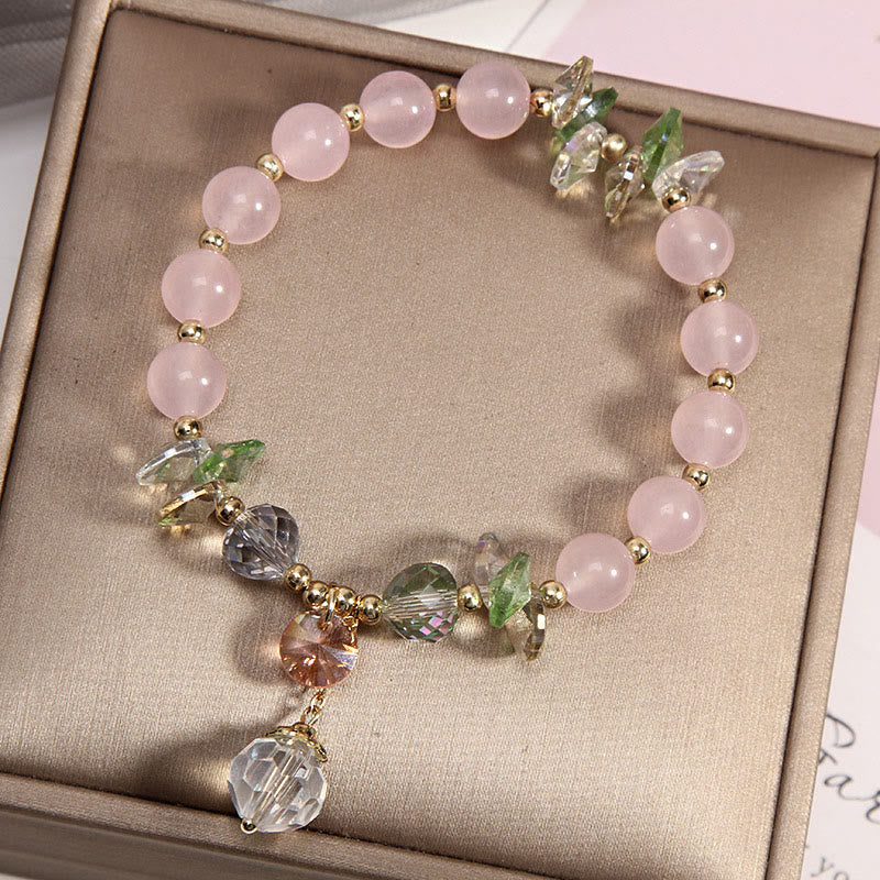 Buddha Stones Katzenauge rosa Kristall-Friedens-Charm-Armband - image 3