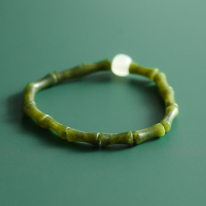 Buddha Stones, grünes Bambus-Jade-Muster, Glücks- und Fülle-Armband - image 3