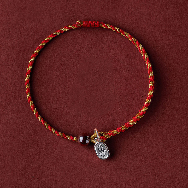 Buddha Stones Handgefertigtes Lotus-Armband aus Rotgold mit Zopfmuster, Motiv: Lotus Peace And Joy