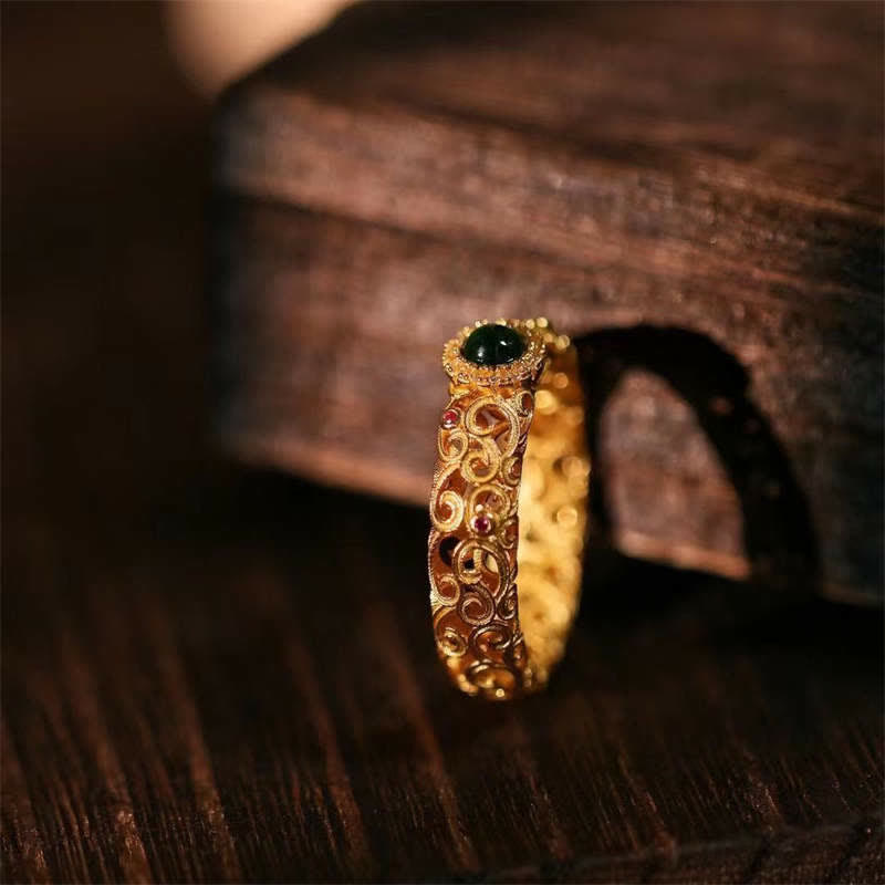 Buddha Stones 925 Sterling Silber Cyan Jade Erfolg Glücksring - image 5