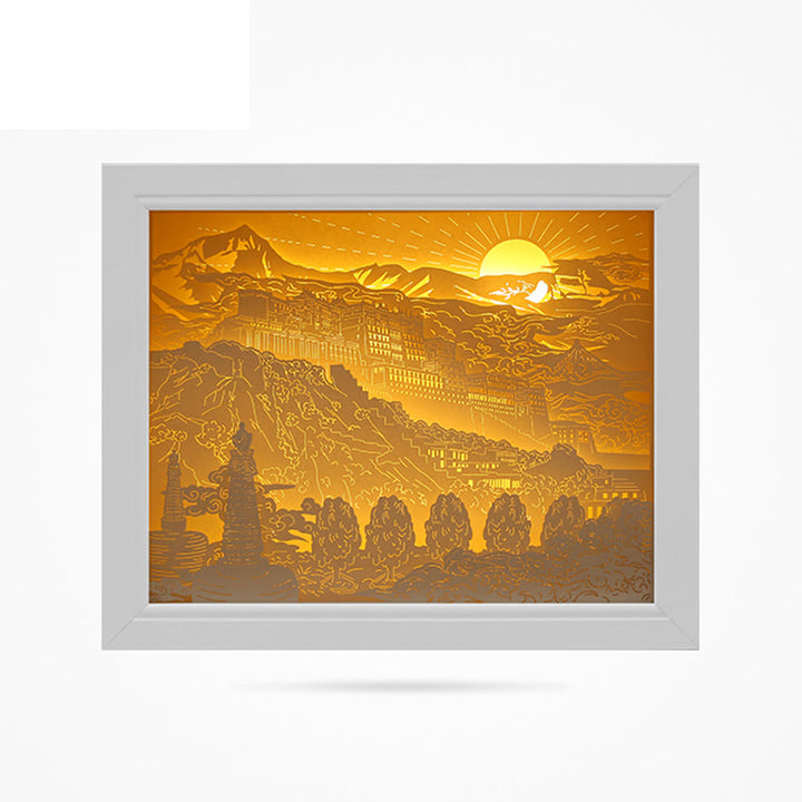 Tibet Potala Palast Papier LED Schnitzlampe Kunst Nachtlichter Kreative LED Tischlampe - Aufgehende Sonne - image 14