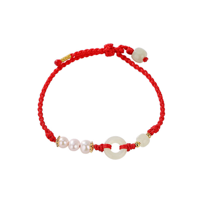 Buddha Stones 925 Sterling Silber vergoldet Hetian Jade Peace Schnalle Perlen Glücksarmband - image 5