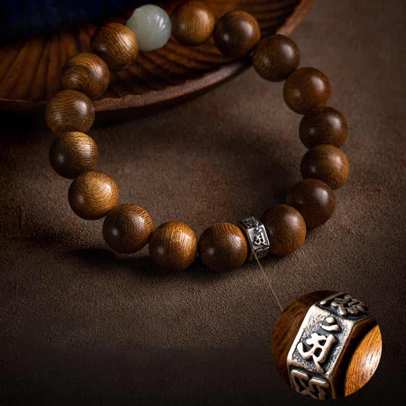 Armband mit Buddha Stonesn, chinesischem Sternzeichen, Natal-Buddha, Kalimantan-Adlerholz-Jade, 925er-Sterlingsilber