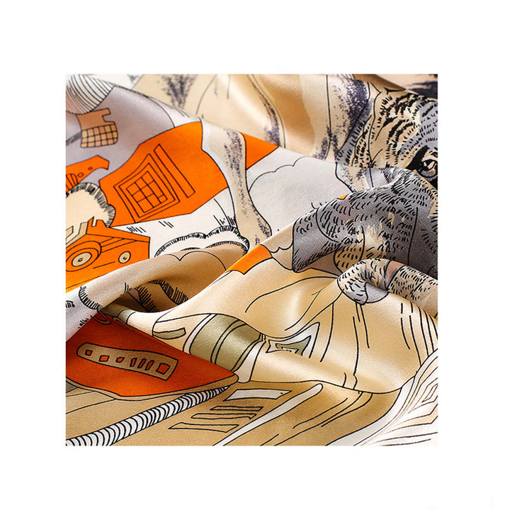 Buddha Stones ​​Ölgemälde Stadt Schnee Szene Schloss Lotus 100 % Maulbeerseide Halshaarschal - image 11