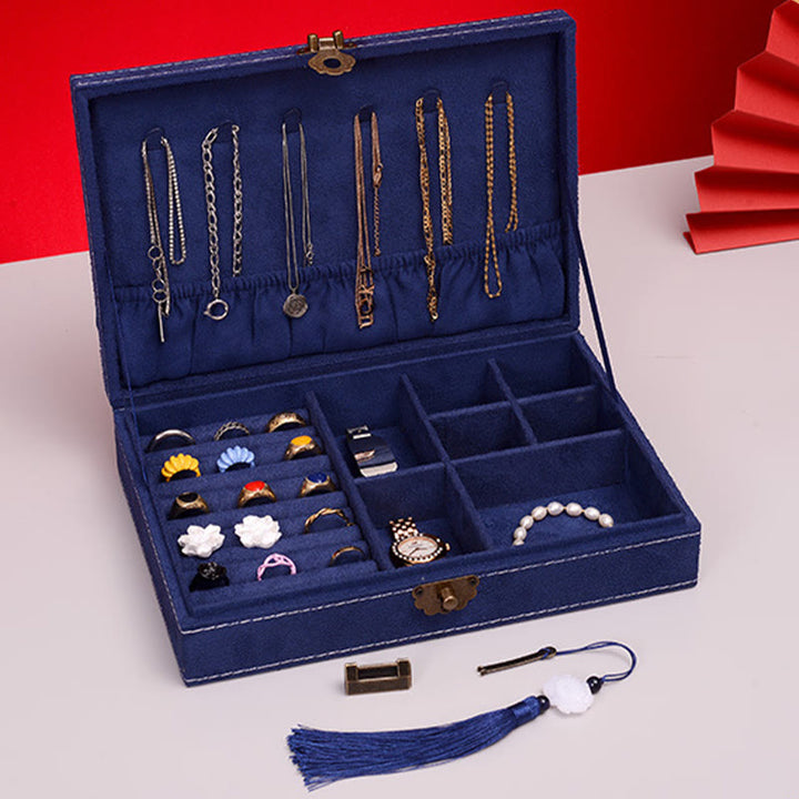 Buddha Stones, schlichtes Design, Schmuckschatulle, Organizer, einlagige Flanell-Schmuckaufbewahrungsbox mit Schloss - image 23