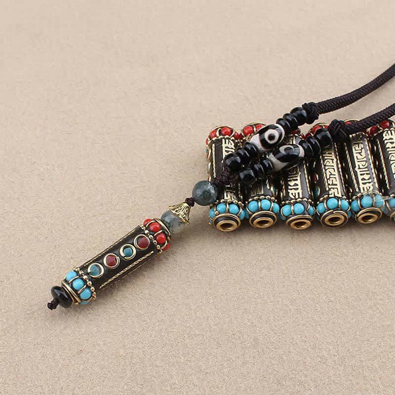 Buddha Stones Tibetische Om Mani Padme Hum Dzi Perle Wenge Holz Halskette Anhänger - image 11