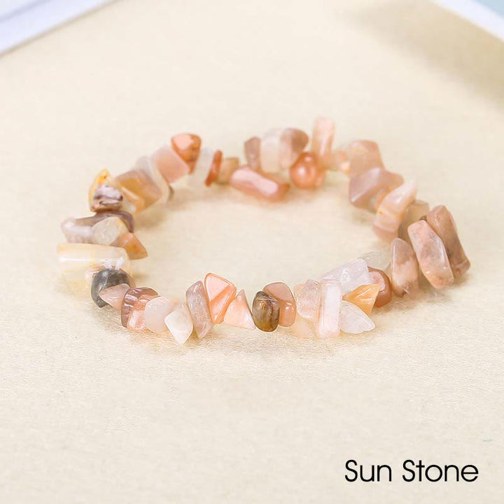 Armband aus natürlich geformtem, unregelmäßig geformtem Kristallstein – wohltuende Wärme - Sonnenstein (Handgelenkumfang: 15-18 cm) - image 33