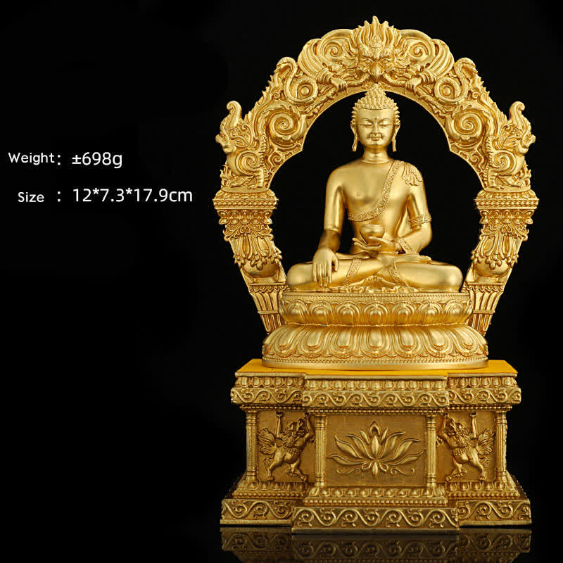 Shakyamuni Amitabha Medizin-Buddha-Figur, Gelassenheit, Kupferstatue, Heimdekoration - 10 cm Shakyamuni&Base - image 2