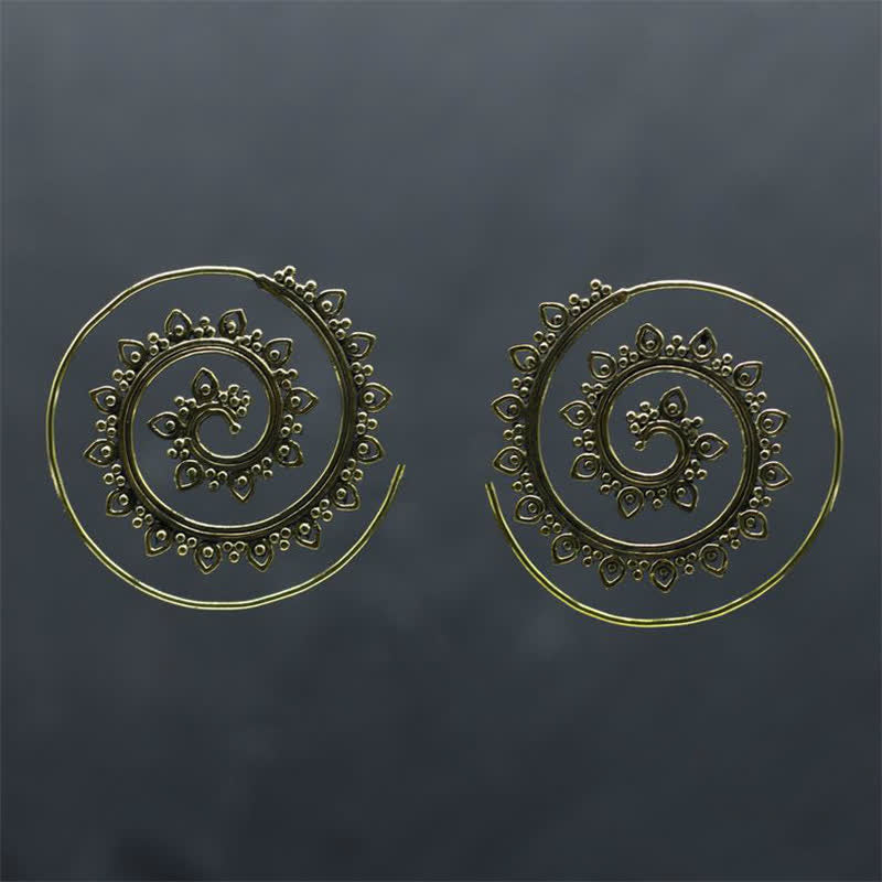 Tibetische Lotus-Spiralmuster-Kupfer-Segen-Ohrhänger