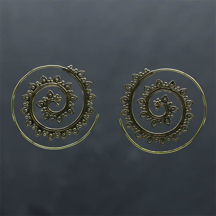 Tibetische Lotus-Spiralmuster-Kupfer-Segen-Ohrhänger