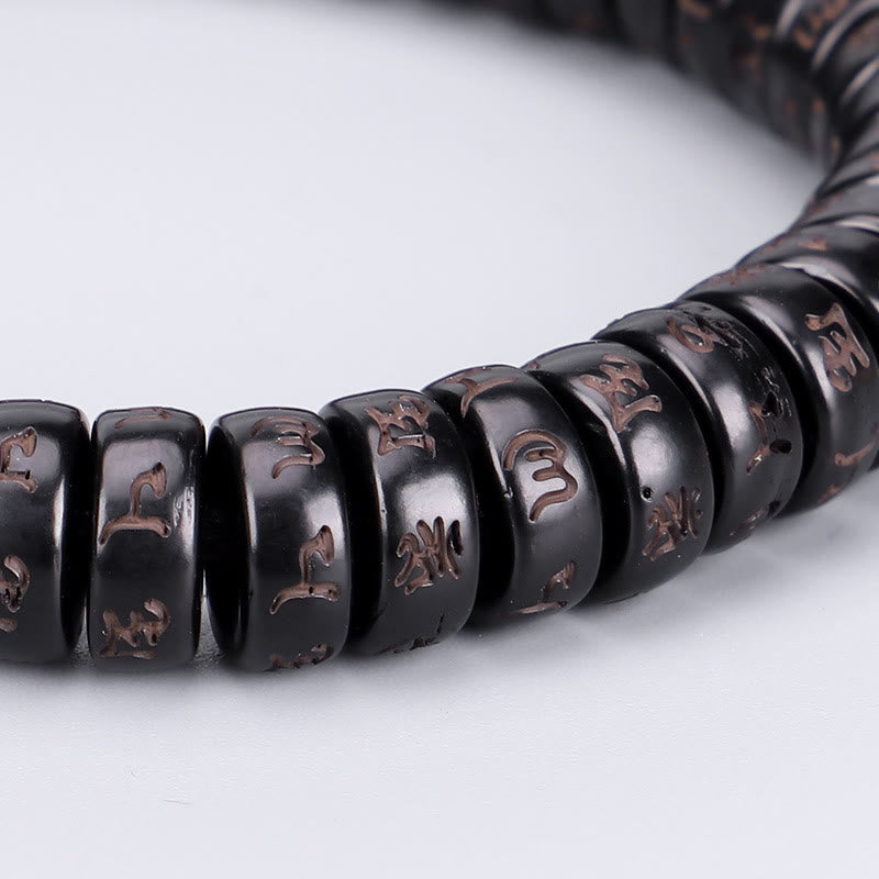 Buddha Stones, tibetische Kokosnussschalen-Perlen, graviertes Om Mani Padme Hum Mantra, positives Schnurarmband - image 2