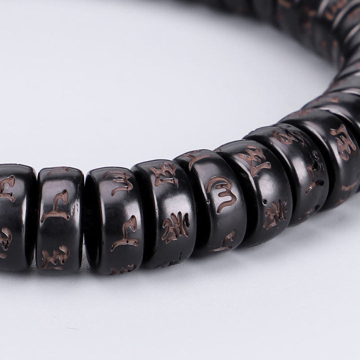 Buddha Stones, tibetische Kokosnussschalen-Perlen, graviertes Om Mani Padme Hum Mantra, positives Schnurarmband - image 2