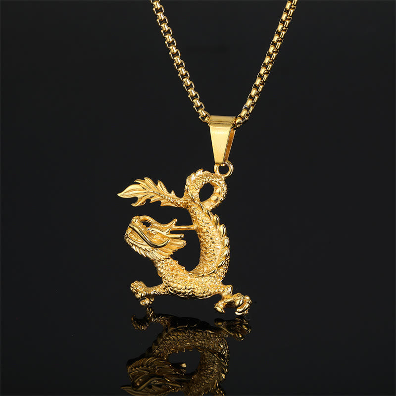 Buddha Stones, tanzender Drache, Glücks-Halsketten-Anhänger - Drache (Schutz ♥ Erfolg) - image 1