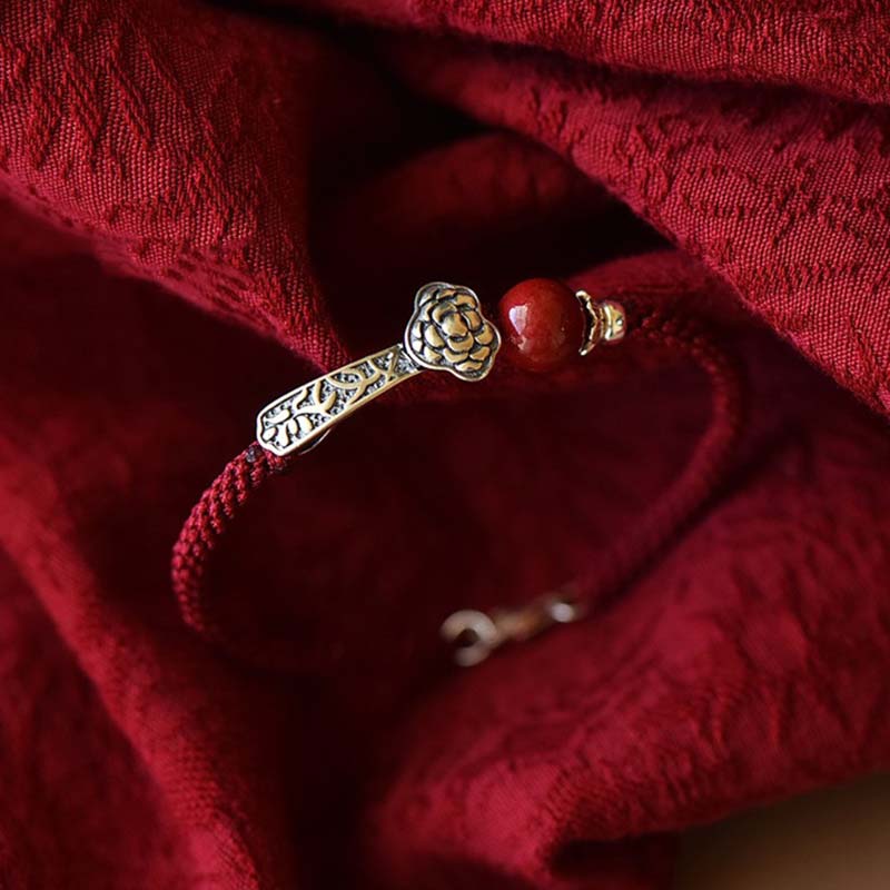 Buddha Stones 925 Sterling Silber Cinnabar Blessing String Armband - image 2