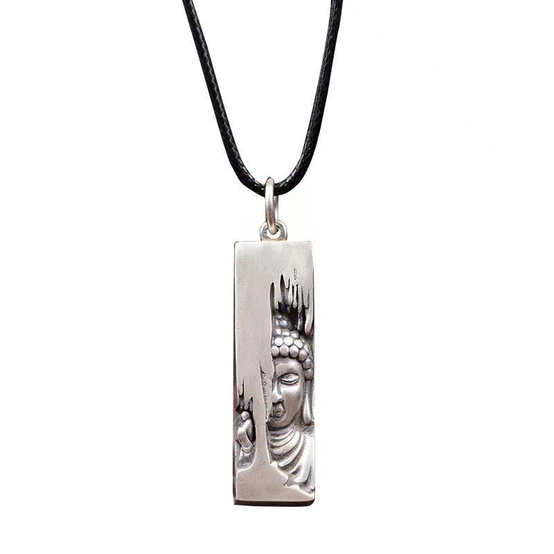 Buddha Stones Tathagata Buddha Stärke Schutz Amulett Glücksanhänger Halskette - Buddha + 60 cm Lederseil - image 1