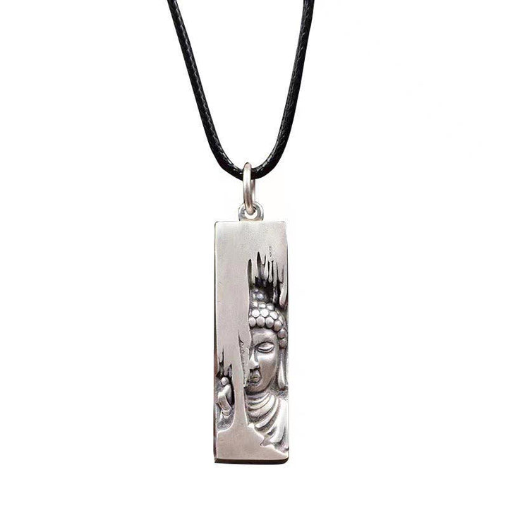 Buddha Stones Tathagata Buddha Stärke Schutz Amulett Glücksanhänger Halskette - Buddha + 60 cm Lederseil - image 1