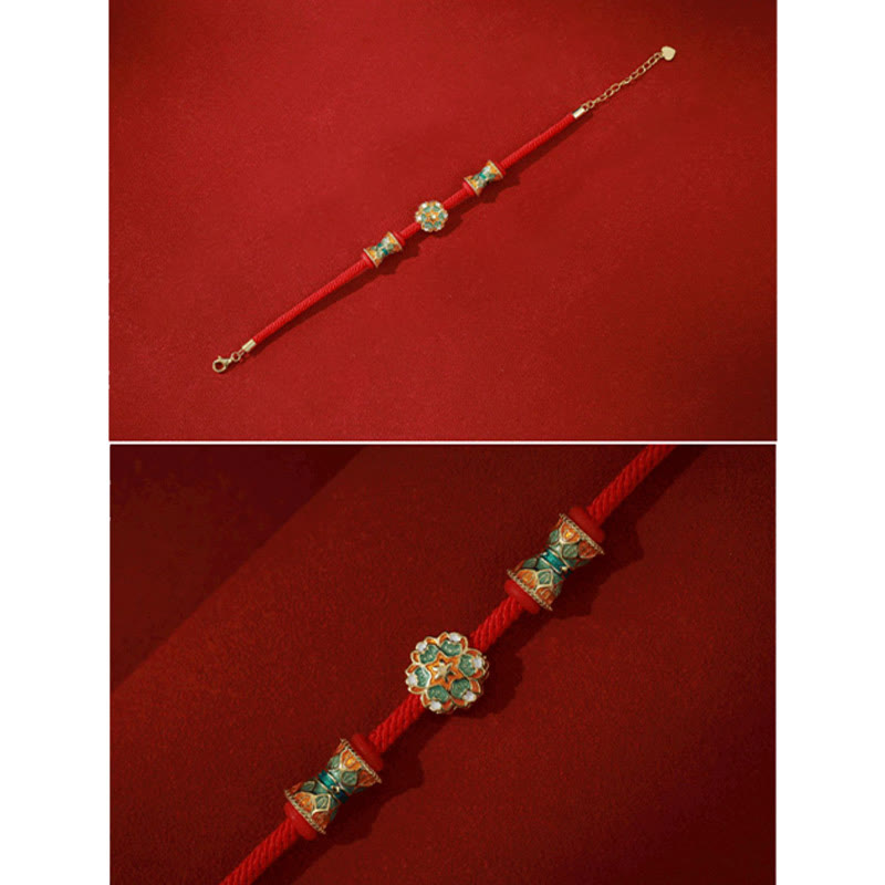 Buddha Stones Dunhuang 925 Sterling Silber Lotustrommel Neuanfang Rotes Seilarmband - image 7
