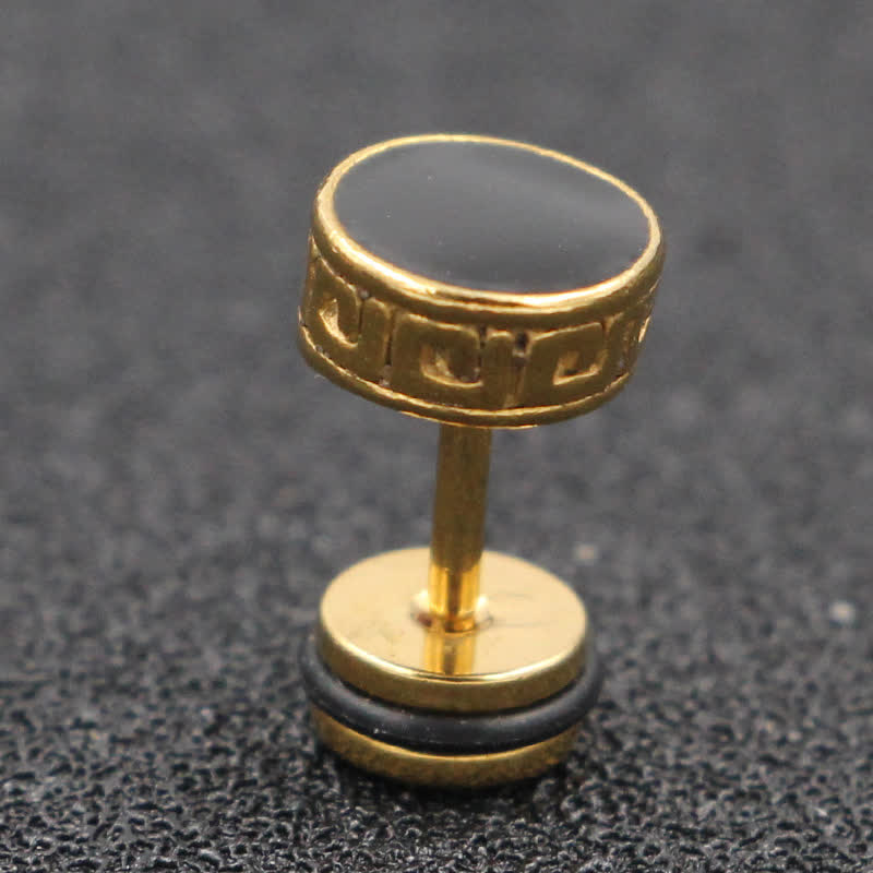 Buddha Stones Coole Männer Titan Stahl Balance Runde Ohrstecker - Gold - 8 mm - image 6