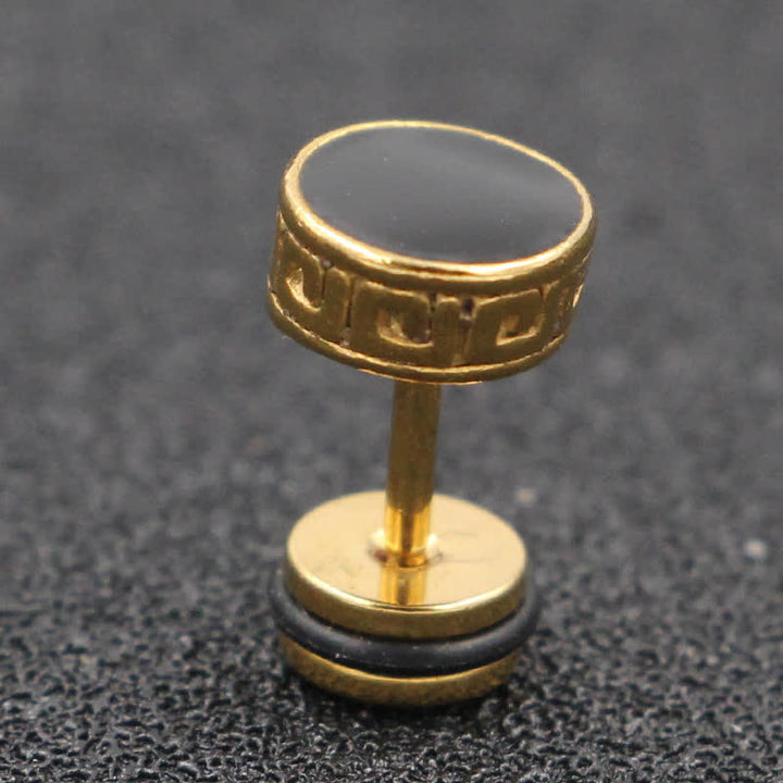 Buddha Stones Coole Männer Titan Stahl Balance Runde Ohrstecker - Gold - 8 mm - image 6
