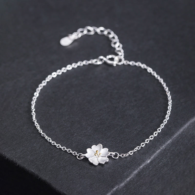 Buddha Stones 925 Sterling Silber Kirschblüten-Segen-Kettenarmband - 925 Sterlingsilber - image 0